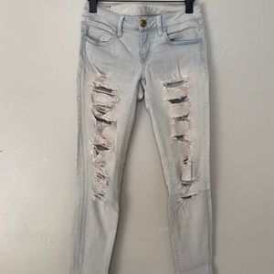 Distressed American Eagle Skinny Jeans Sz 4